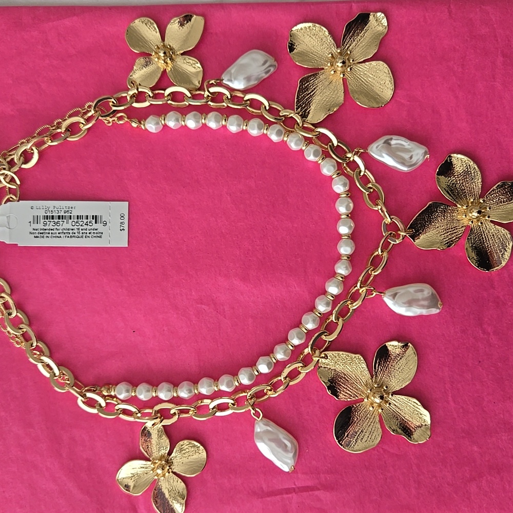 Lilly Pulitzer Via Flora Gold Floral Statement Necklace - Picture 4 of 5